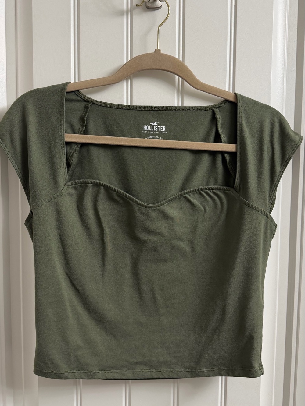 Hollister Olive Scoop-Neck Cropped Top